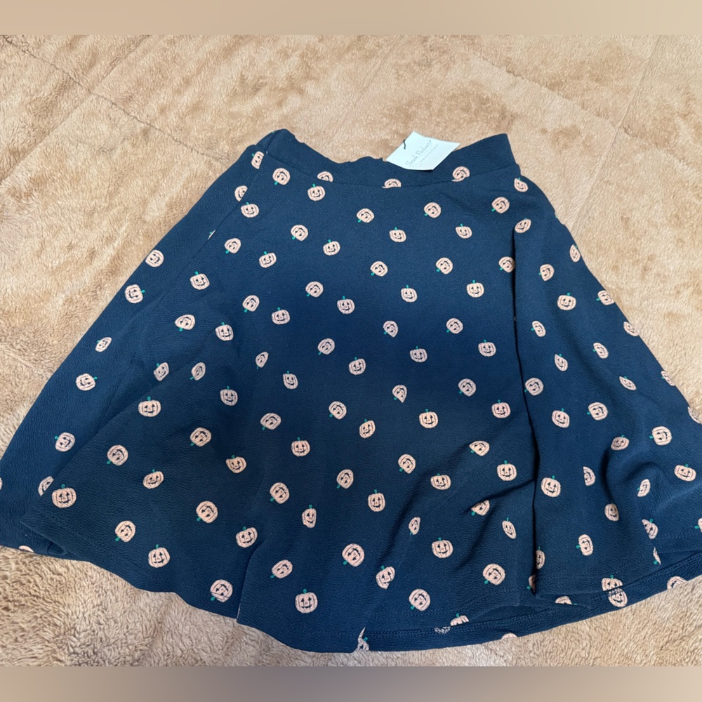 Black Skater Skirt with Jack o’lantern Smiley Print